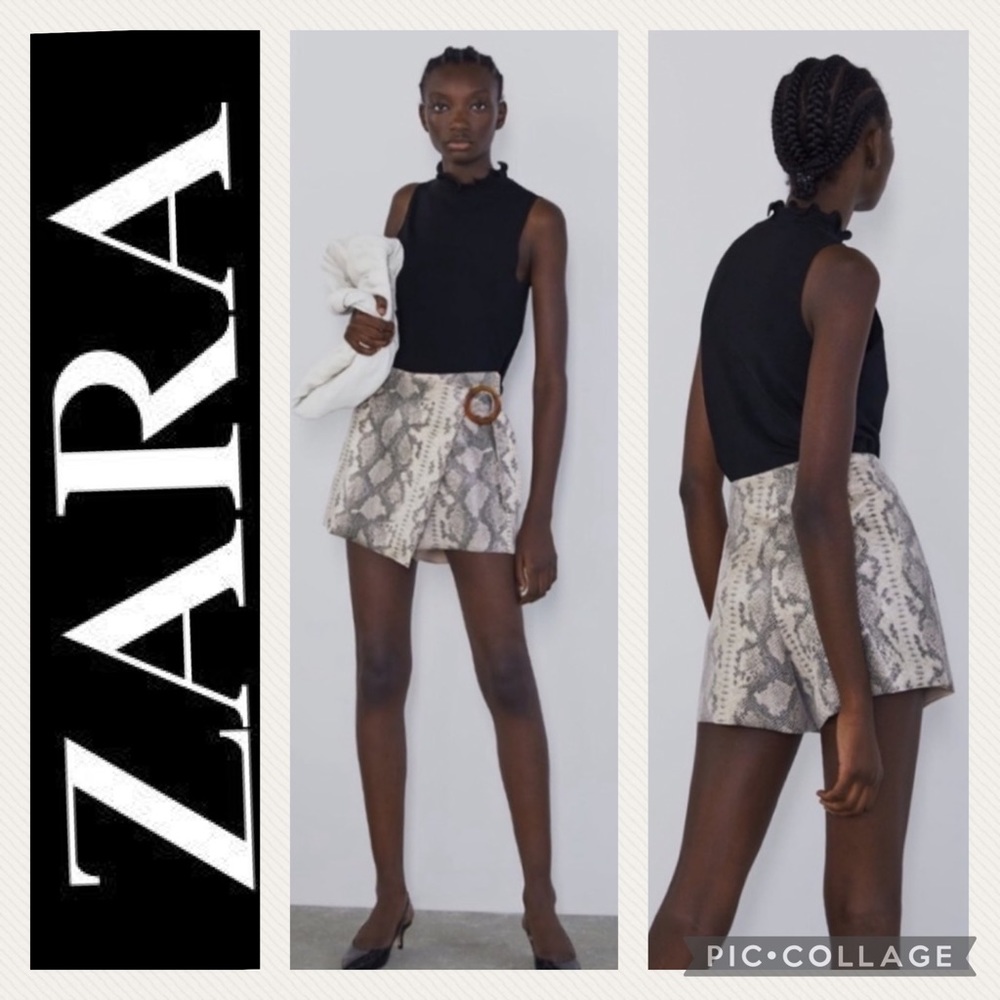 Zara Faux Snake Skin Skort {Tan/Blk} M